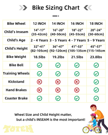 Kids Bike for Boys Girls Ages 2-9 Years Old, 12 14 16 18 Inch BMX Style with Training Wheels
