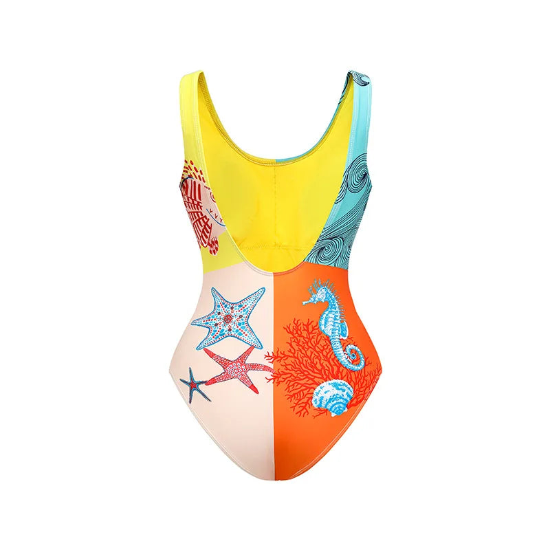 One-piece Swimsuit Classic Printed Lace Up Swimsuit Women's