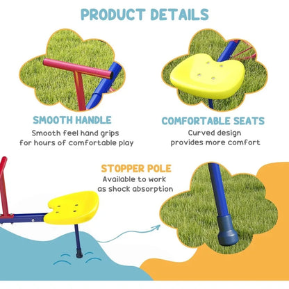 Kids Seesaw Swivel Teeter Totter with 360° Spinning, 4 Seater Seesaw for Outdoor Playground Ages 3-8