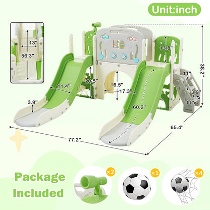 11 in 1 Toddler Slide,  for Ages 1-3 with Basketball Hoop, Playset Structure, Arch Tunnel Telescope