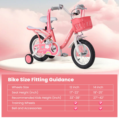 12 Inch Kids Bike for Ages 2-5 Years Old Girls, with Training Wheels, for girls and toddlers