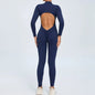 Yoga Zipper Jumpsuits Beauty Long-Sleeved One-Piece Gym Tracksuits