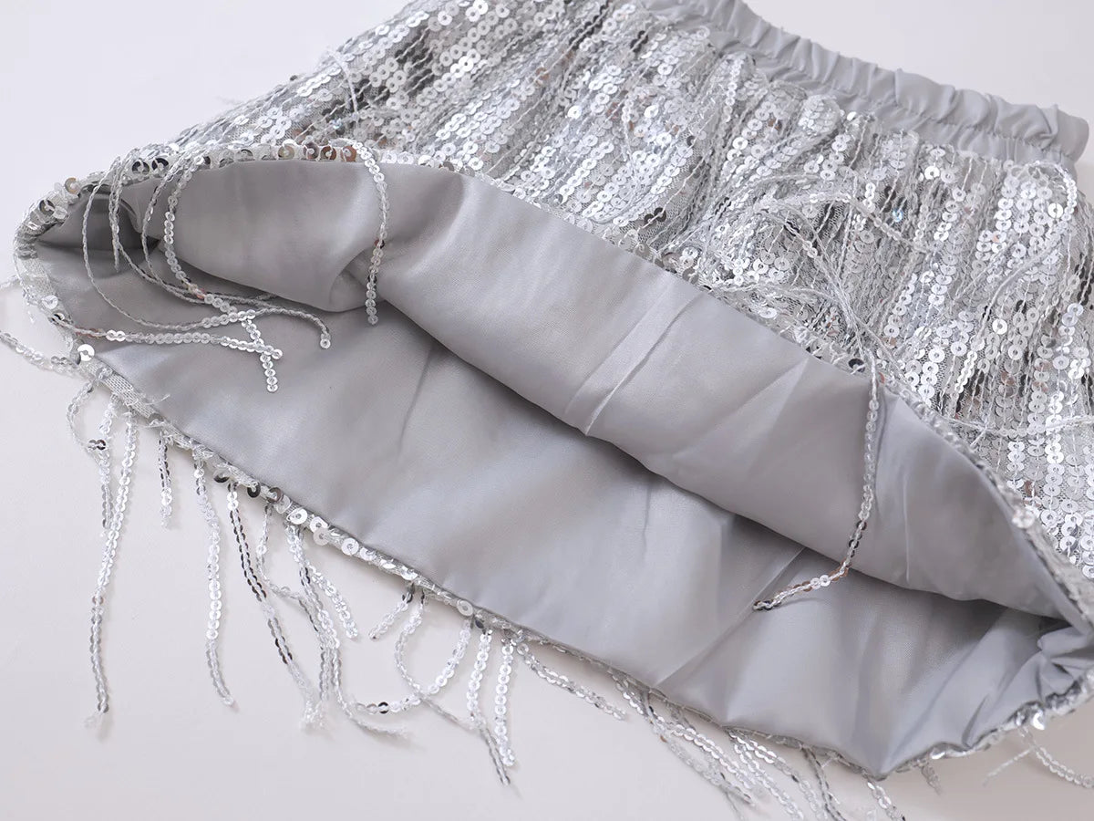 Girls' Tassel Sequined Half Skirt  New Children's Light Luxury Fashionable A-line Skirt