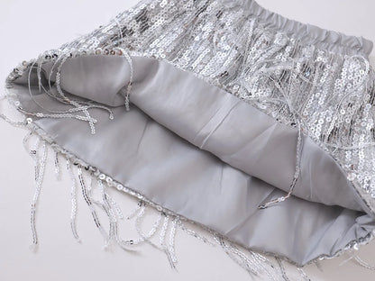 Girls' Tassel Sequined Half Skirt  New Children's Light Luxury Fashionable A-line Skirt
