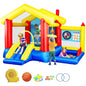 8 in 1 Inflatable Bounce House with Blower Basketball Hoop Ocean Balls Ring-toss Game