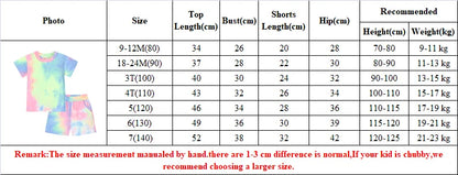 2 Pcs Boys Girls Clothes Summer Tie Dye Kids Baby Outfits