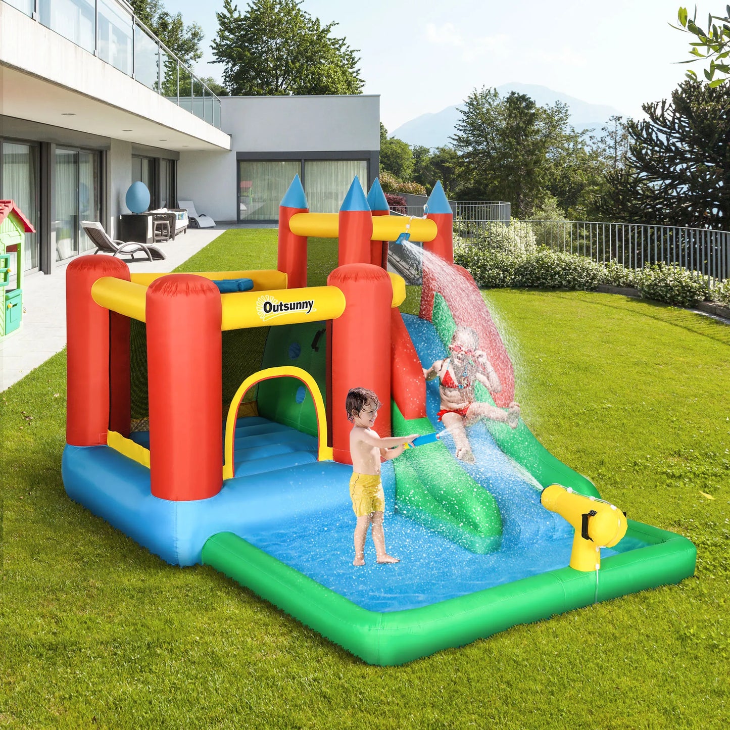 130" X 96.5" X 84.75" Inflated Castle for Climbing, Bouncing, & Sliding