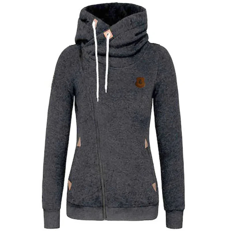 Popular Women's Clothing American Sports Cardigan Side Zipper Hooded Sweatshirt Jacket