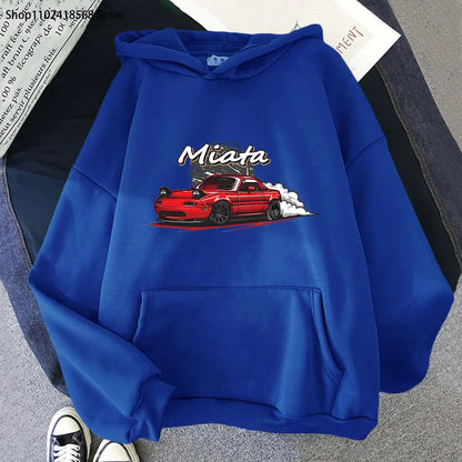 Men Hoodies Drift Jdm Sweatshirt Anime Mazda Print Car Miata Streetwear Men Unisex  Women Hoody