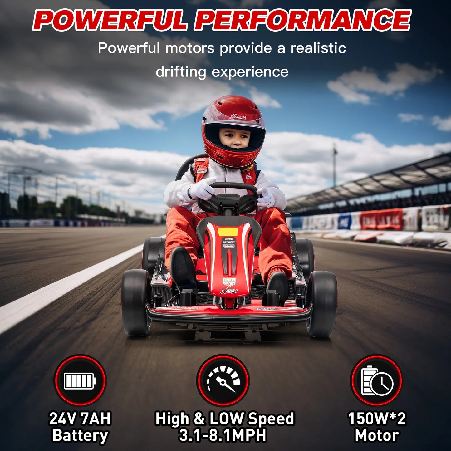 Electric Go Kart, Drift Cart for 6+ Kids Gifts, Kids Go Kart with Safety Belt