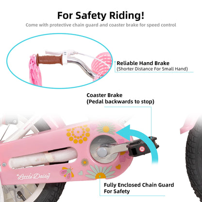 Kids Bike for Ages 2-7 Years kids, 12 14 16 Inch Girls Bikes with Doll Seat & Streamers, Boys Bike with Flag & Plate