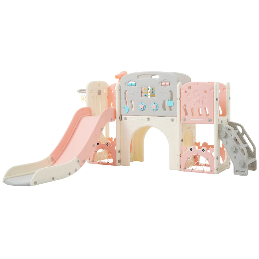 11 in 1 Toddler Slide,  for Ages 1-3 with Basketball Hoop, Playset Structure, Arch Tunnel Telescope