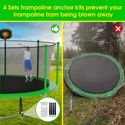 Tranpoline 1500LBS 16 15 14 12 10 8 FT Tranpoline for 7-10 Kids and Adults, Windproof Outdoor Tranpoline with Enclosure Net,