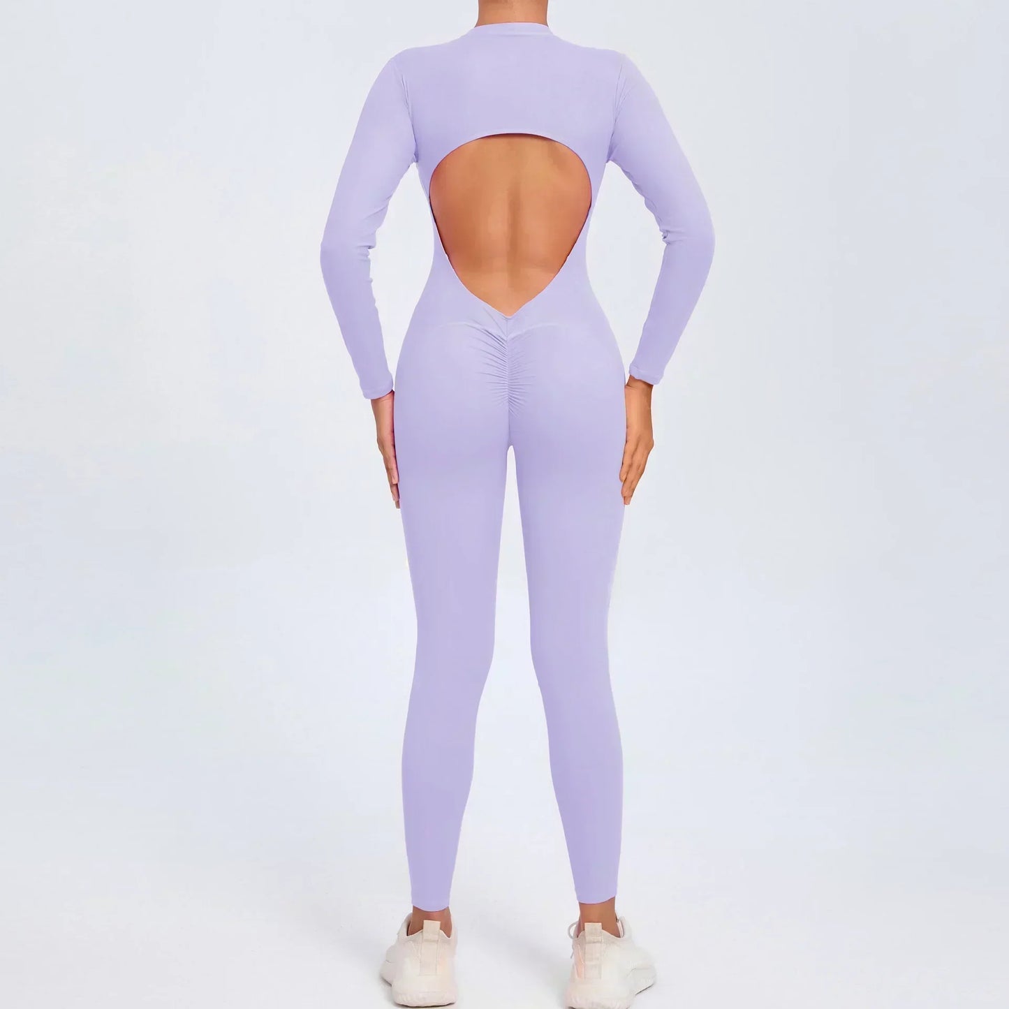 Yoga Zipper Jumpsuits Beauty Long-Sleeved One-Piece Gym Tracksuits