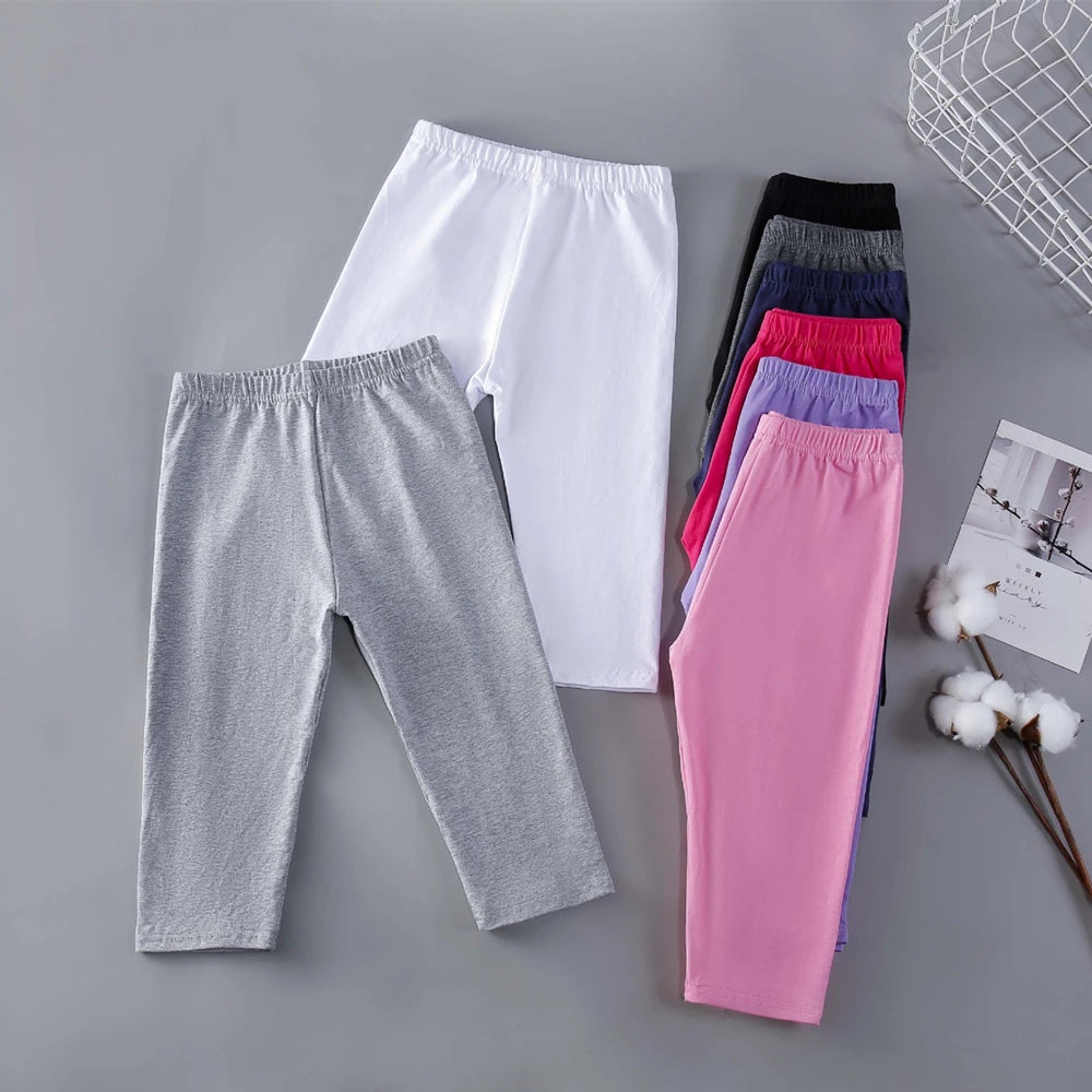 Candy Color Leggings Girls, Calf-Length Cotton Slim pants
