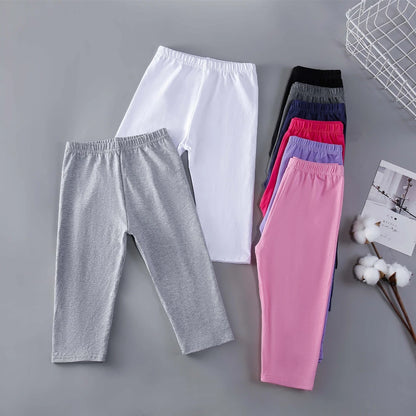 Candy Color Leggings Girls, Calf-Length Cotton Slim pants
