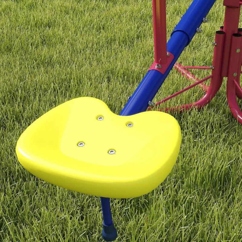 Kids Seesaw Swivel Teeter Totter with 360° Spinning, 4 Seater Seesaw for Outdoor Playground Ages 3-8