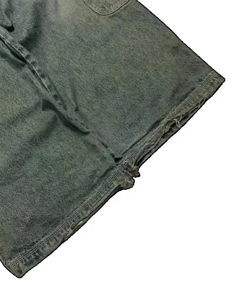 Multi Pocket  Jeans Women Casual Straight Wide-leg Pants Couple Jeans