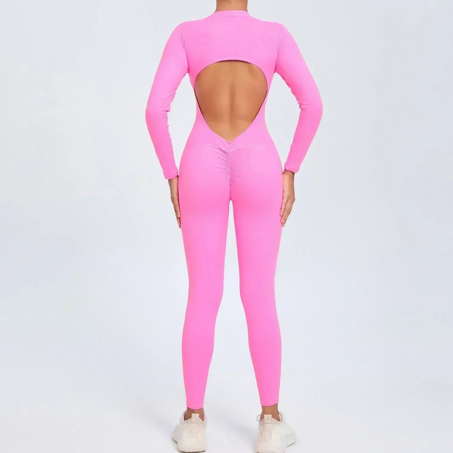 Yoga Zipper Jumpsuits Beauty Long-Sleeved One-Piece Gym Tracksuits