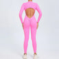 Yoga Zipper Jumpsuits Beauty Long-Sleeved One-Piece Gym Tracksuits