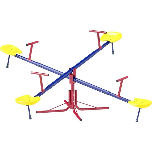 Kids Seesaw Swivel Teeter Totter with 360° Spinning, 4 Seater Seesaw for Outdoor Playground Ages 3-8