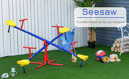 Kids Seesaw Swivel Teeter Totter with 360° Spinning, 4 Seater Seesaw for Outdoor Playground Ages 3-8