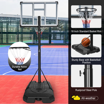 Portable Basketball Hoop Backboard System Stand6.6ft-10ft with 44 Inch Wheels for whole family