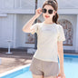 Girls Swimsuit 2 Piece Short Sleeve Swimming Suit  Boys shorts Swimwear Sports Teenagers
