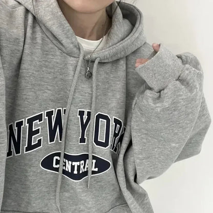 Letter Printed Hooded Sweatshirts Women Oversized Loose fit