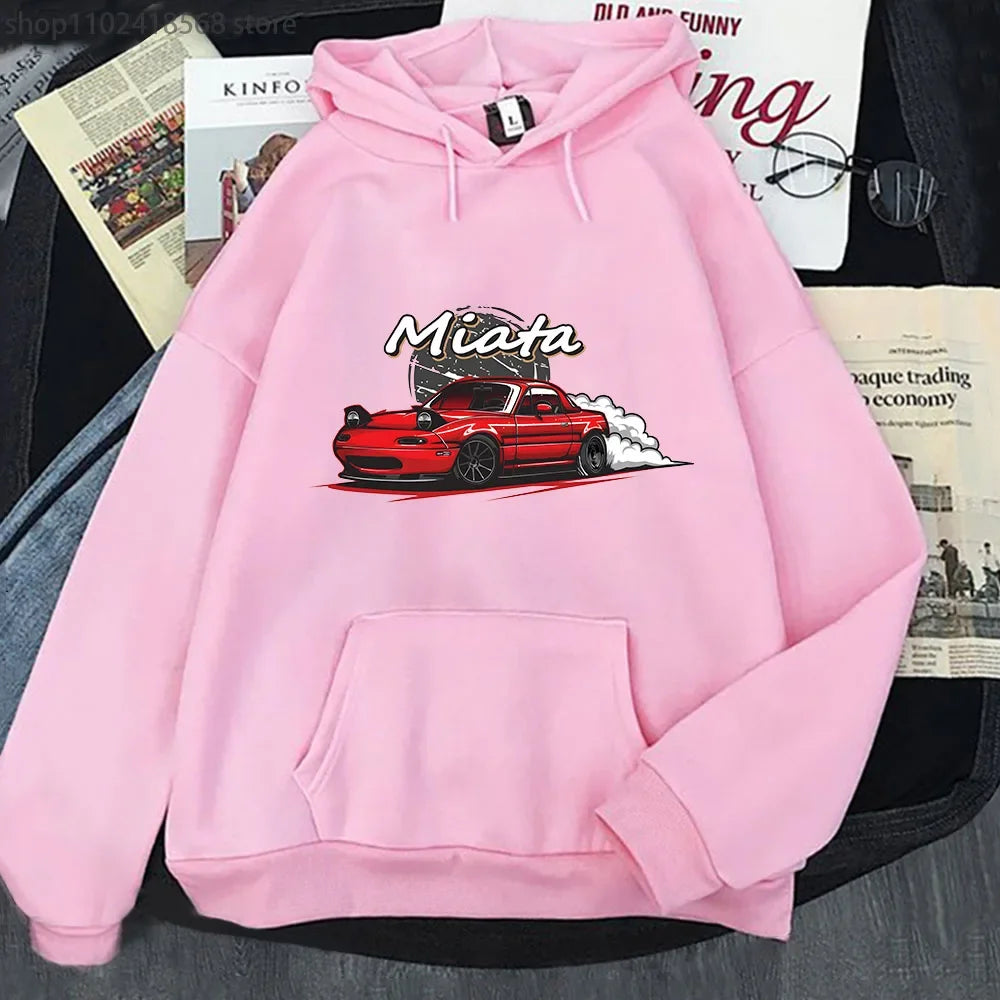 Men Hoodies Drift Jdm Sweatshirt Anime Mazda Print Car Miata Streetwear Men Unisex  Women Hoody