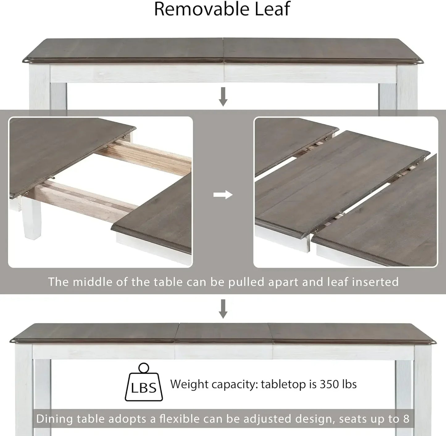7-Piece Kitchen Dining Table Set for 6, Wood Kitchen Table and 6 Upholstered Chairs with Backrest