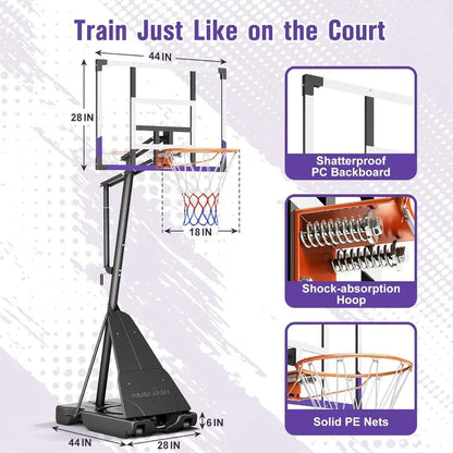 Basketball Hoop 10FT Adjustable Easily, Basketball Goal System for Kids Teens Youth Adults, Portable Hoops
