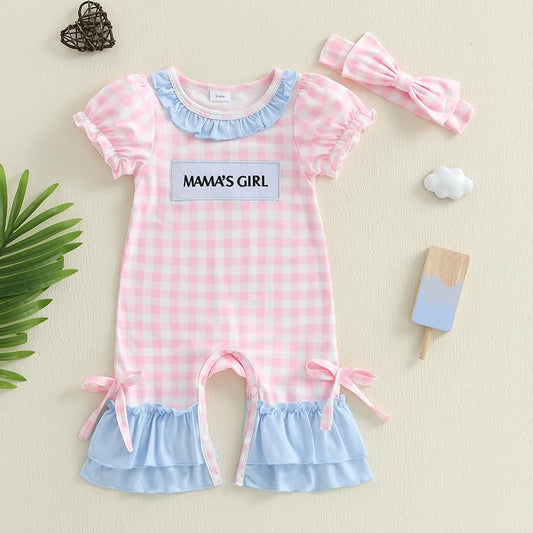 Adorable Toddler Sleeveless Romper with Matching Bow Headband Set