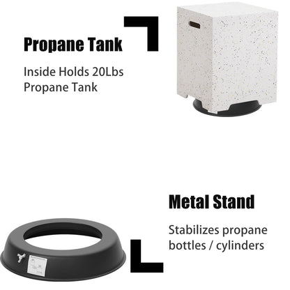 3-Piece Outdoor Propane Fire Table Set, 56-inch x 28-inch Gray (50,000 BTU'S, Wind Glass