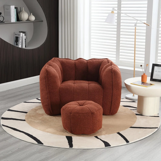 Soft Bean Bag Chair for living room and bedroom, comfortable Square Lazy Sofa with Footstool