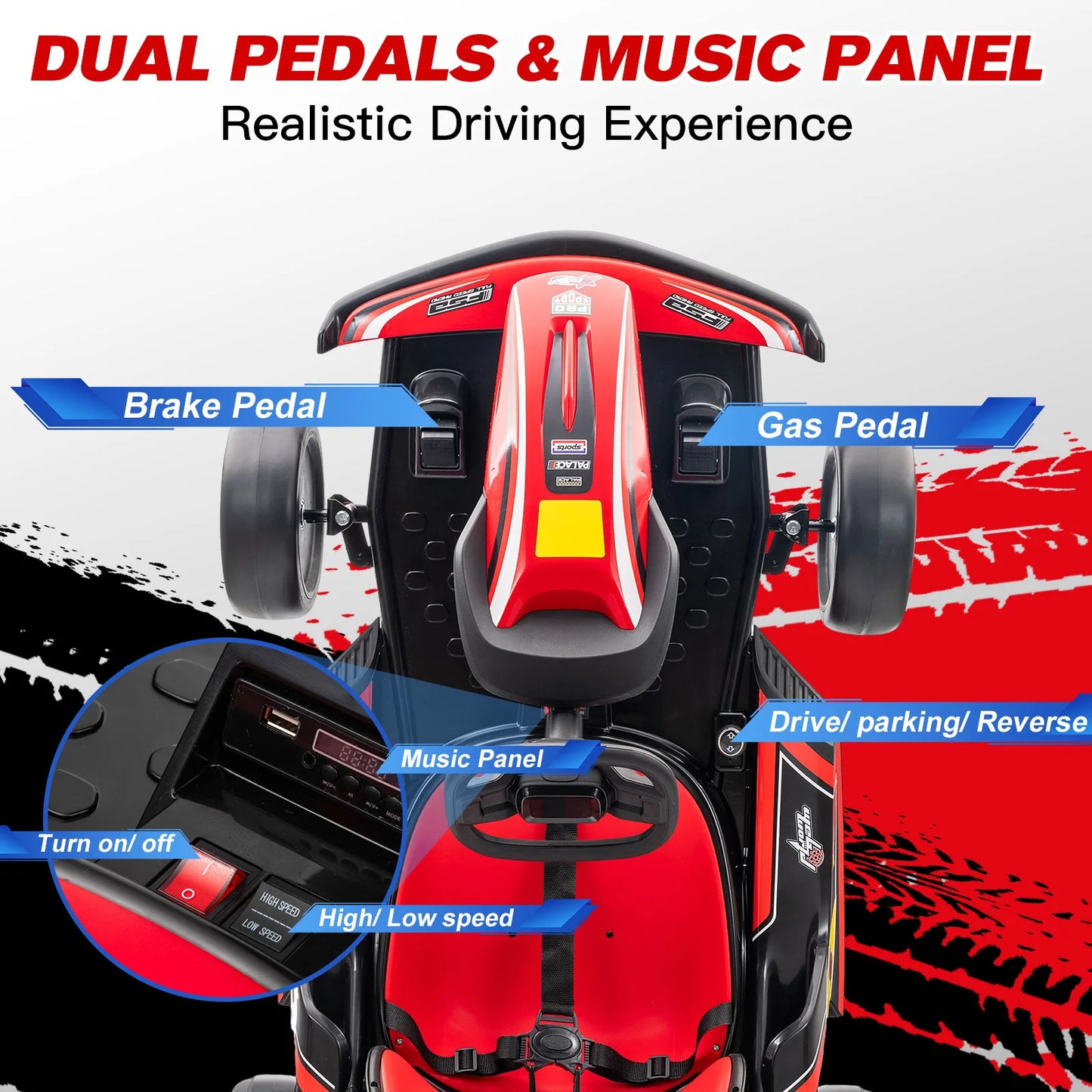 Electric Go Kart, Drift Cart for 6+ Kids Gifts, Kids Go Kart with Safety Belt