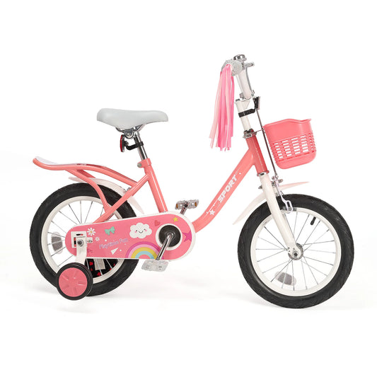 12 Inch Kids Bike for Ages 2-5 Years Old Girls, with Training Wheels, for girls and toddlers