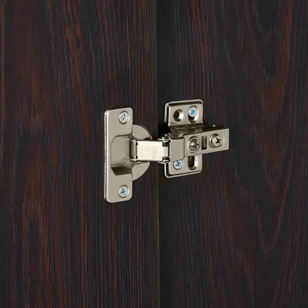 71" H Armoire Wardrobe, 3-Drawer & Shelved Bedroom Armoire with 4 Doors, Mirror & Hanging Rod.