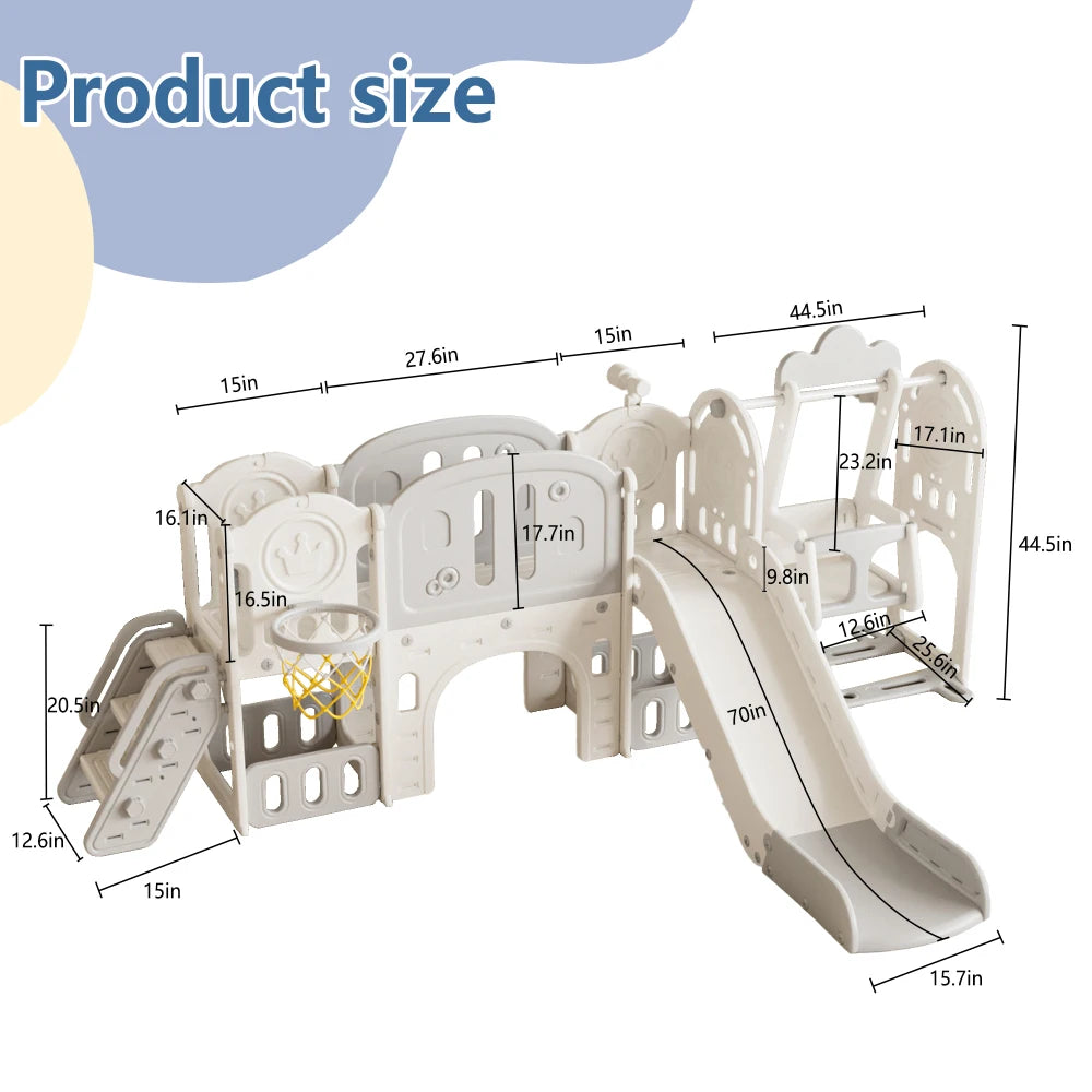 Kids Slide for Toddlers Age 1-4, 11in 1 Baby Slide Outdoor Indoor Playground with Basketball Hoop