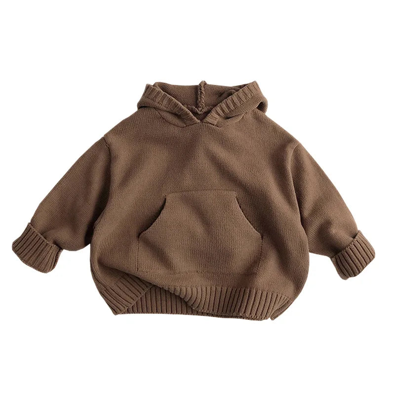 2025 Autumn New Children Long Sleeve Knit Hoodie Baby Boys Casual Sweatshirt Kids Girls Vintage