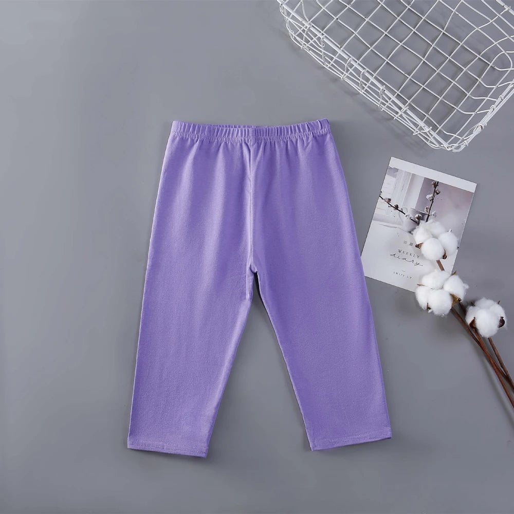 Candy Color Leggings Girls, Calf-Length Cotton Slim pants