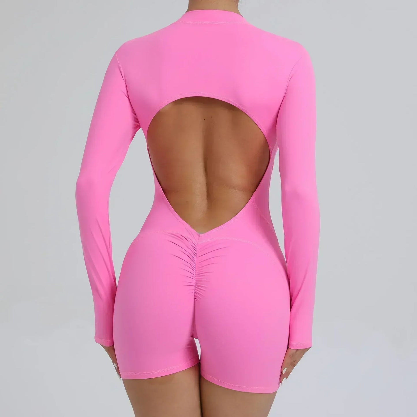 Yoga Zipper Jumpsuits Beauty Long-Sleeved One-Piece Gym Tracksuits