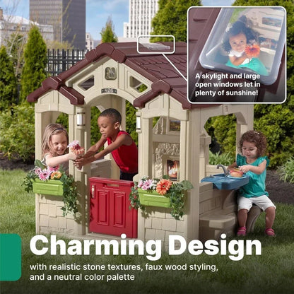 Charming Cottage Kids Playhouse, Indoor and Outdoor Playset, Toddlers 2 yrs+ Easy to Assemble Backyard