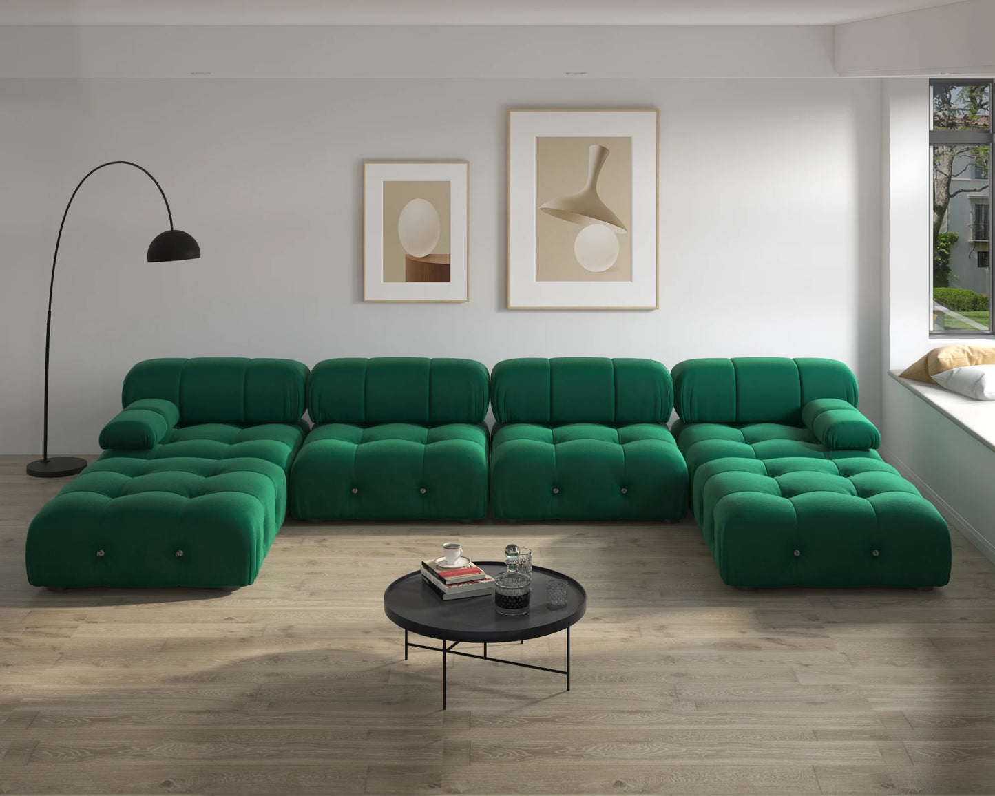 Modern Sectional Sofas Living Room U-Shaped, Minimalist Velvet Fabric Large Sofa Couches Luxury 6-Seat Couch with Ottomans