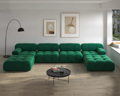 Modern Sectional Sofas Living Room U-Shaped, Minimalist Velvet Fabric Large Sofa Couches Luxury 6-Seat Couch with Ottomans