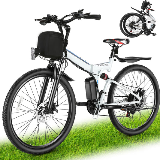 26" Folding Electric Bike for Adults, with 500W Motor,48V 20MPH Removable Battery