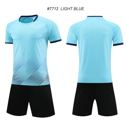 Children Football Jerseys Shorts Boys Girls Soccer Clothes Set Short Sleeve Football Uniforms Kids Soccer Tracksuit Jersey 7712