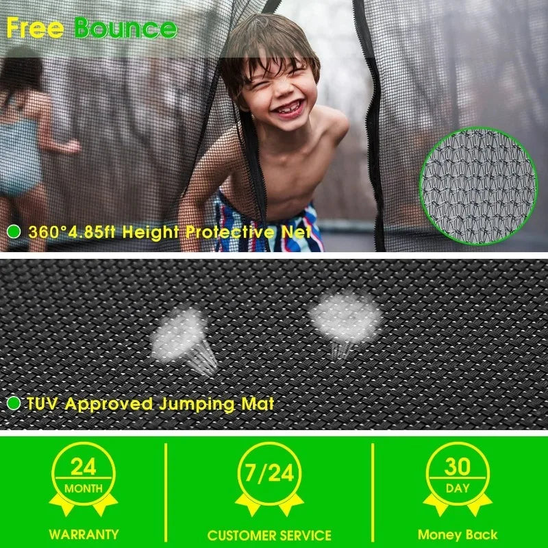 Tranpoline 1500LBS 16 15 14 12 10 8 FT Tranpoline for 7-10 Kids and Adults, Windproof Outdoor Tranpoline with Enclosure Net,