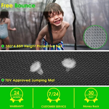 Tranpoline 1500LBS 16 15 14 12 10 8 FT Tranpoline for 7-10 Kids and Adults, Windproof Outdoor Tranpoline with Enclosure Net,