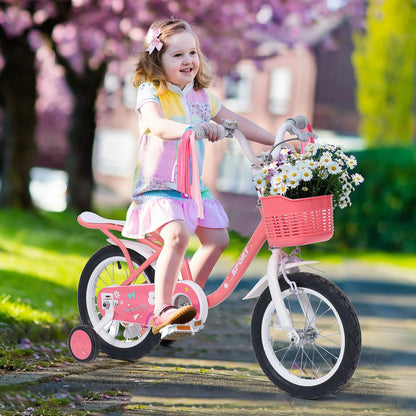 12 Inch Kids Bike for Ages 2-5 Years Old Girls, with Training Wheels, for girls and toddlers